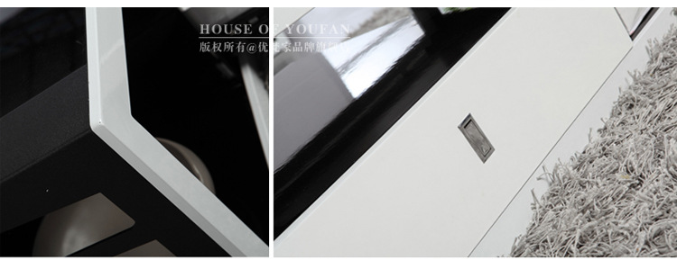 玻璃茶几简约现代高档黑色钢化玻璃储物茶几